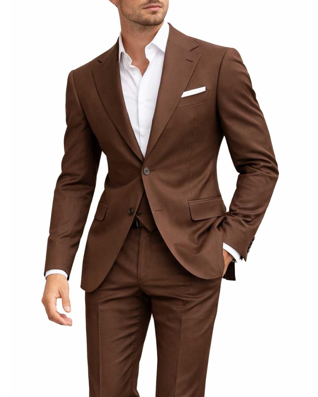 Franzese Collection Brown Breasted Suit for men