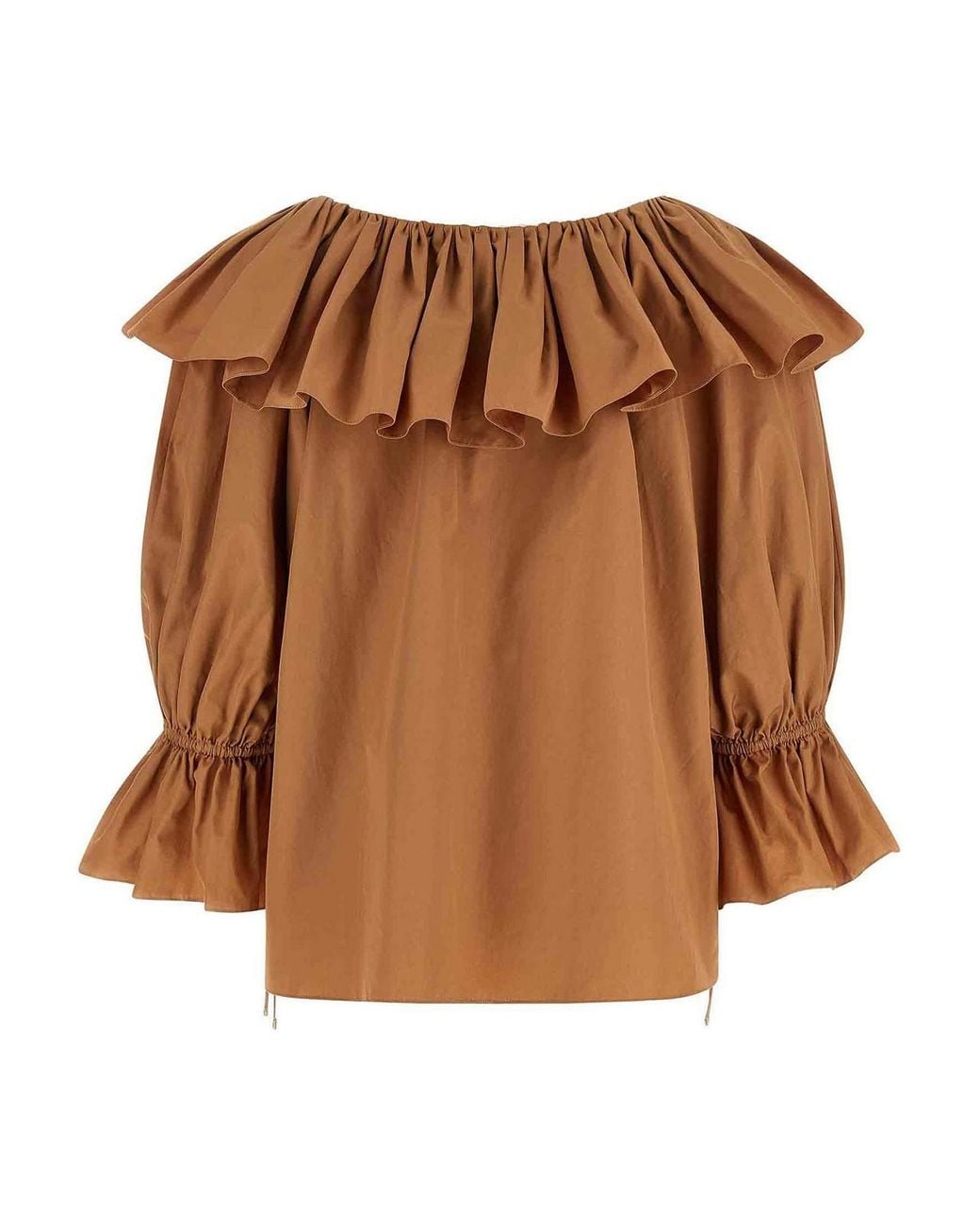 Chloé Brown Ruffle Blouse