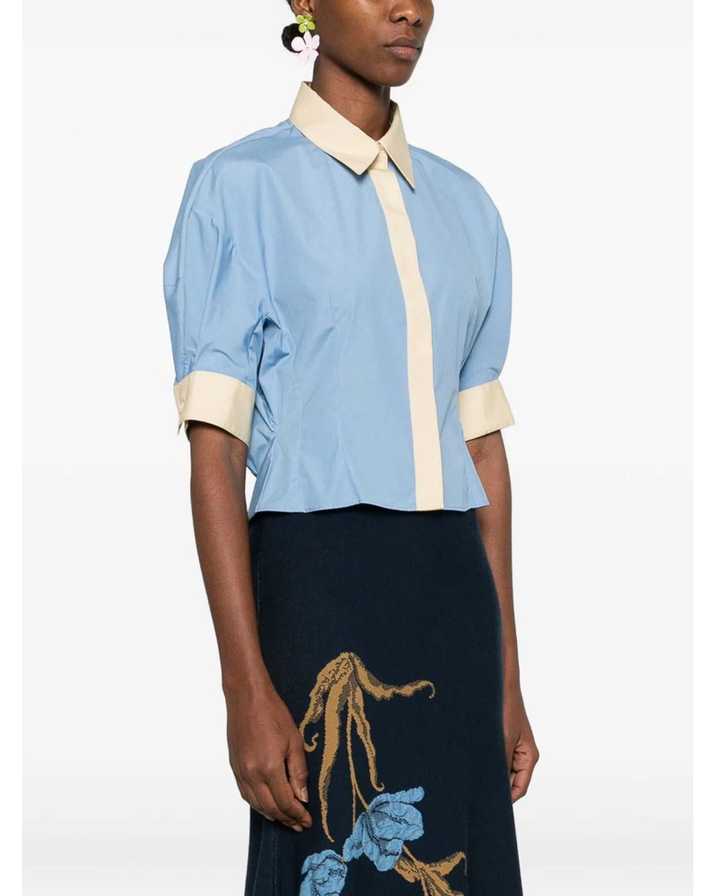 Marni Blue Collared Panelled Top