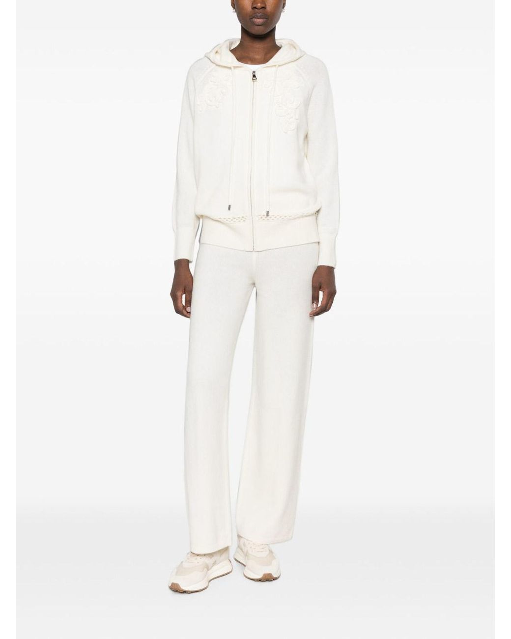 ERMANNO FIRENZE White Wool And Cashmere Hoodie