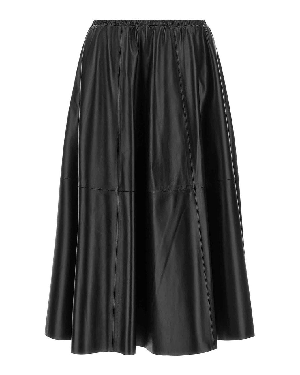 Alberta Ferretti Black Leather Skirt