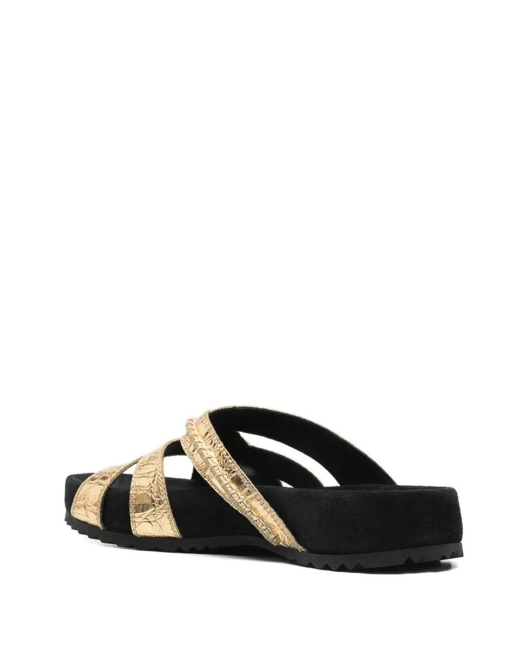 Dries Van Noten Metallic Leather Braided Slippers