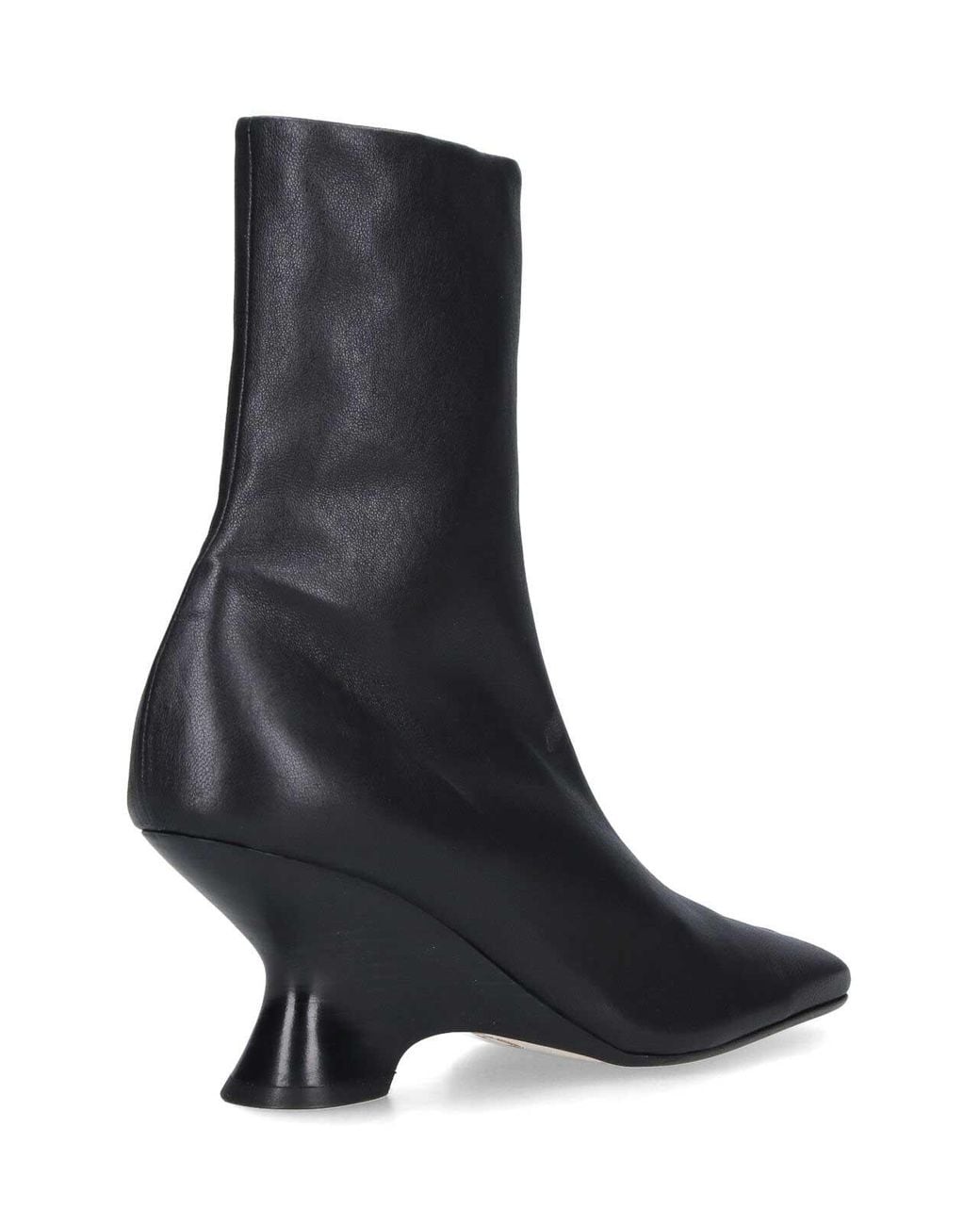 Dries Van Noten Black Leather Ankle Boots