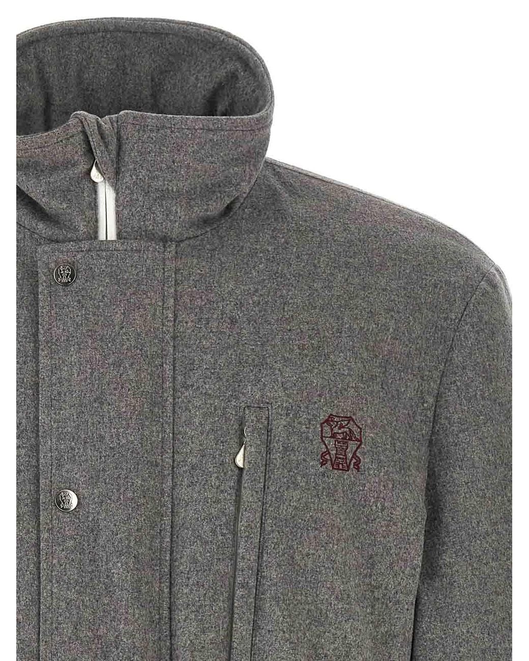 Brunello Cucinelli Gray Mountain Wool Safari Jacket for men