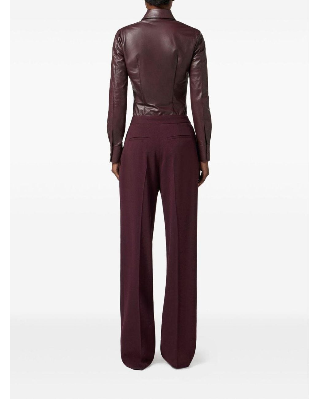 Elisabetta Franchi Purple Crepe Trousers With Logo Details