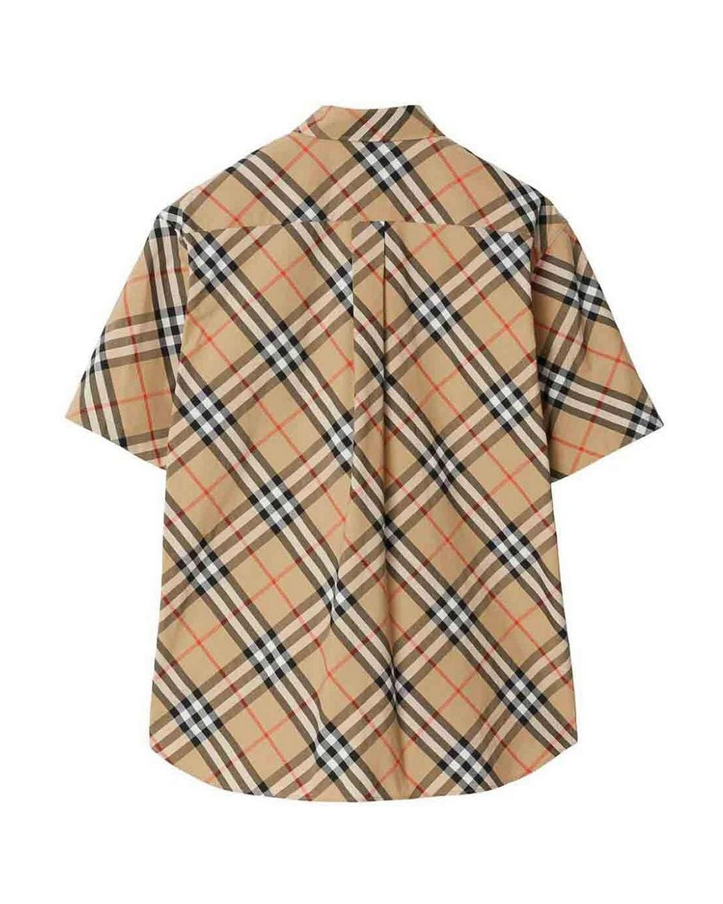 Burberry Brown Short Sleeved Check Cotton Shirt for men