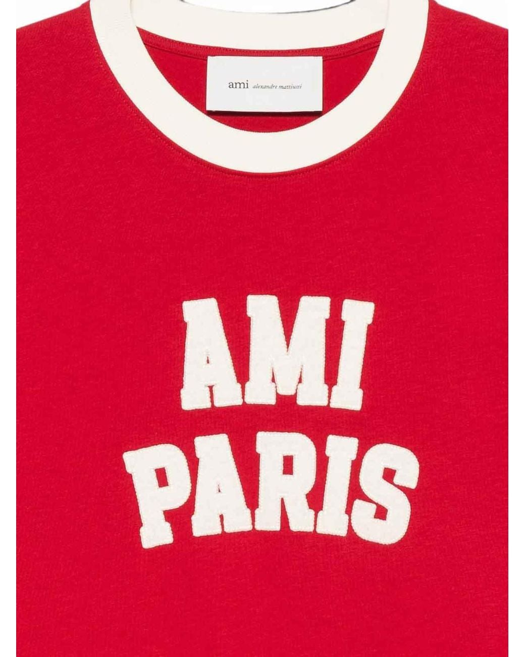 AMI Red Logo Cotton T-Shirt