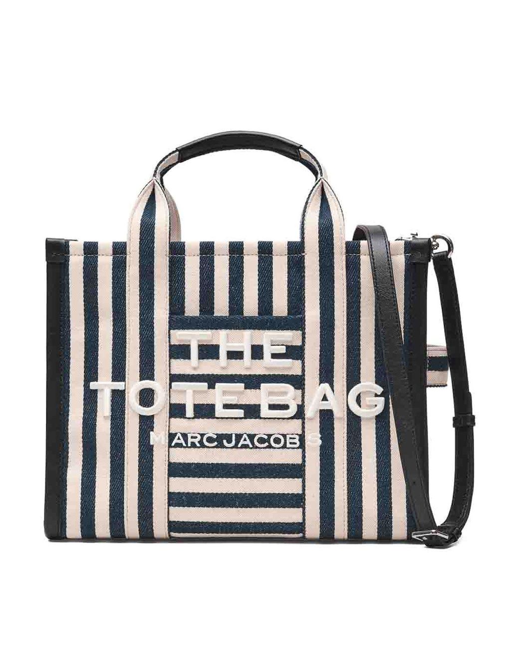 Marc Jacobs Black The Tote Bag With And Stripes