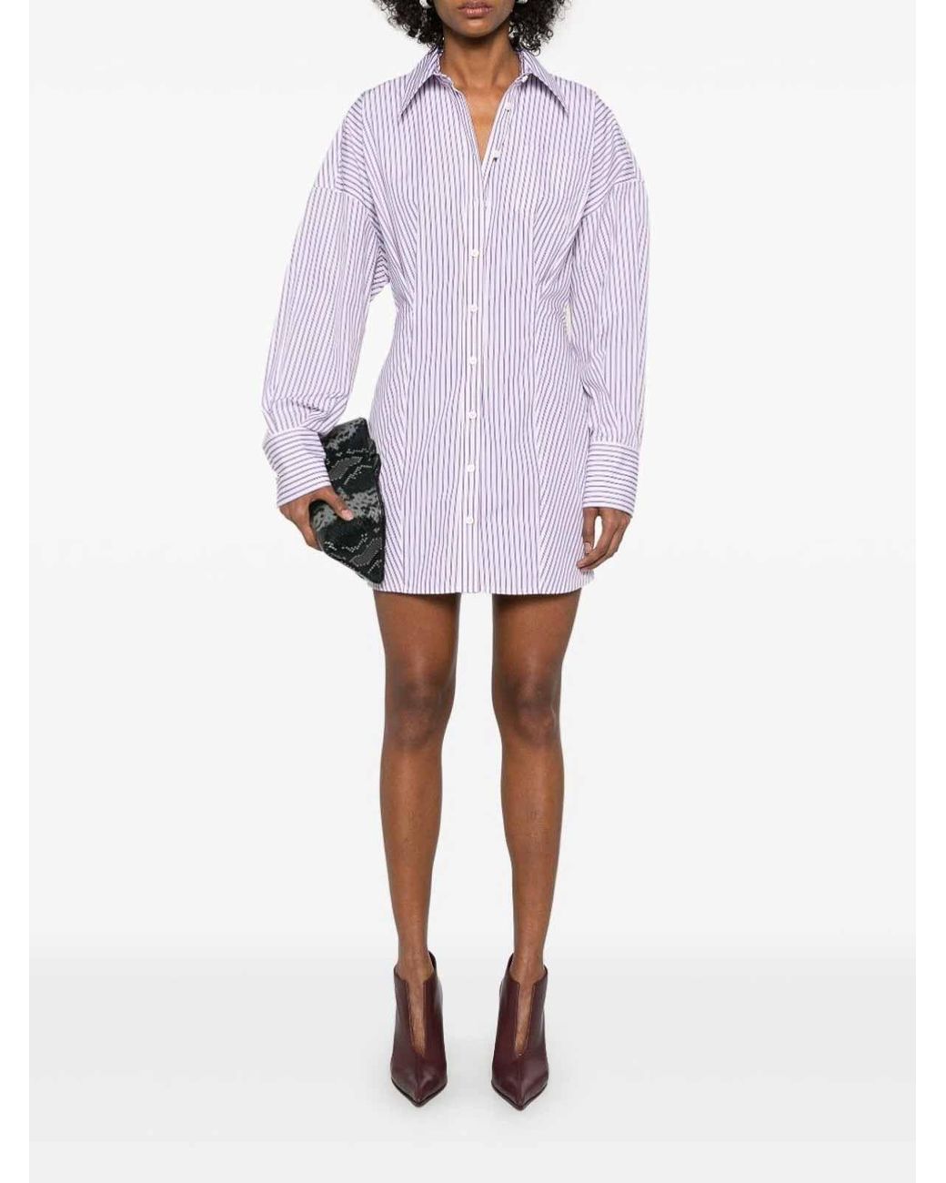 The Attico Purple Mini Dress Striped Cotton