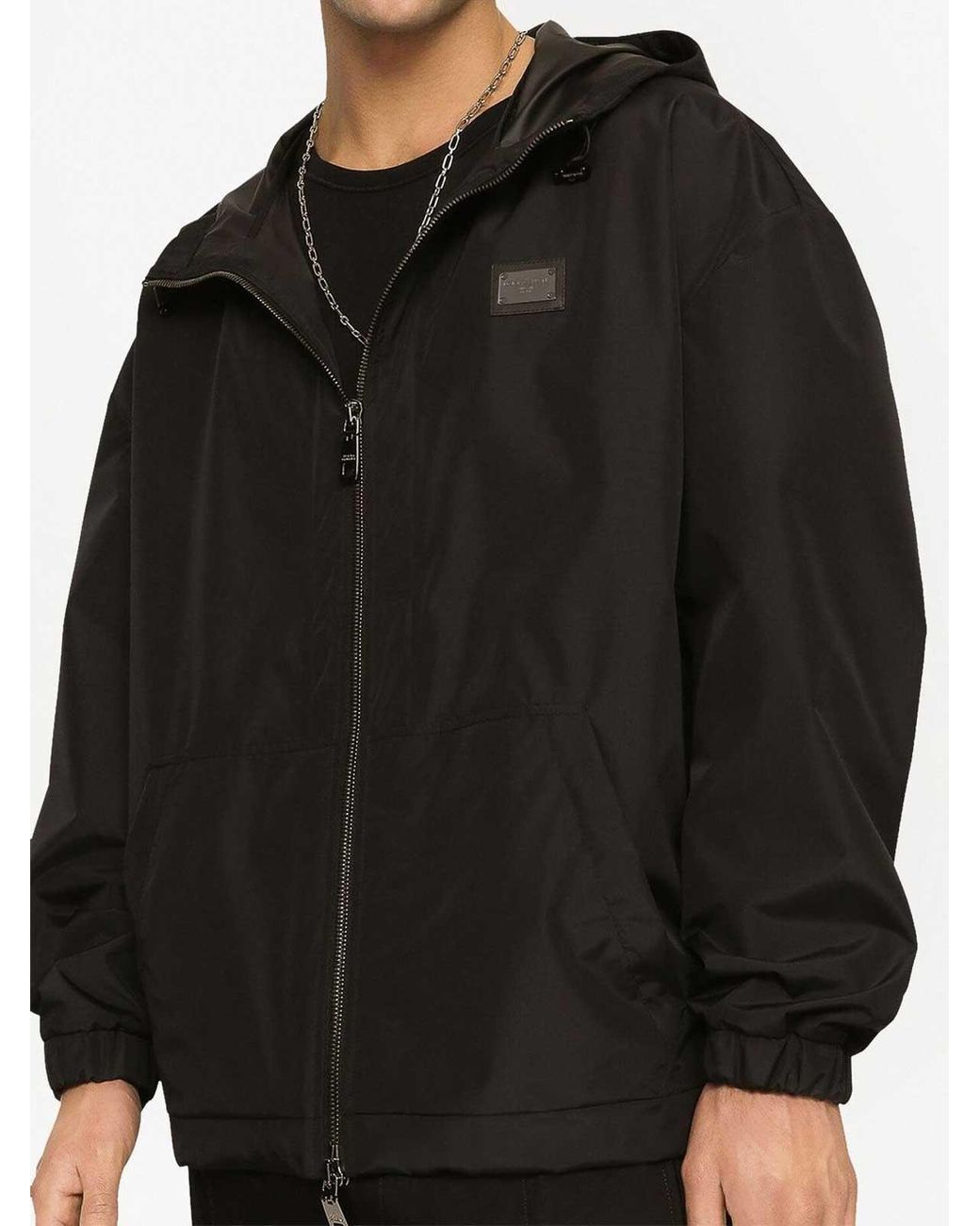 Dolce & Gabbana Black Nylon Hooded Jacket for men