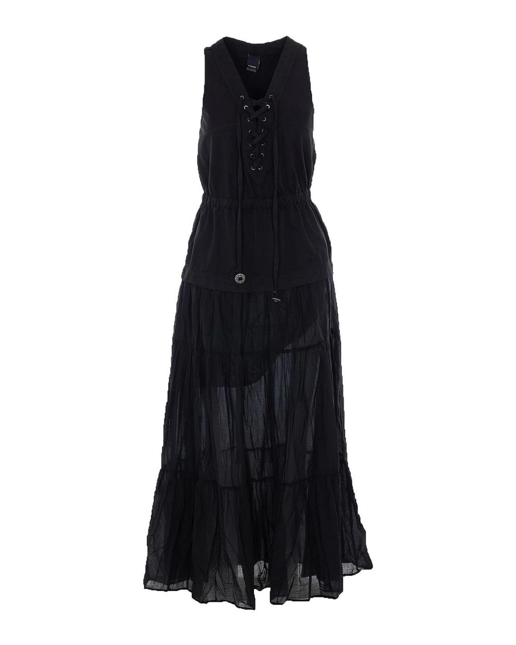 Pinko Black Casarsa Lace-Up Tiered Dress