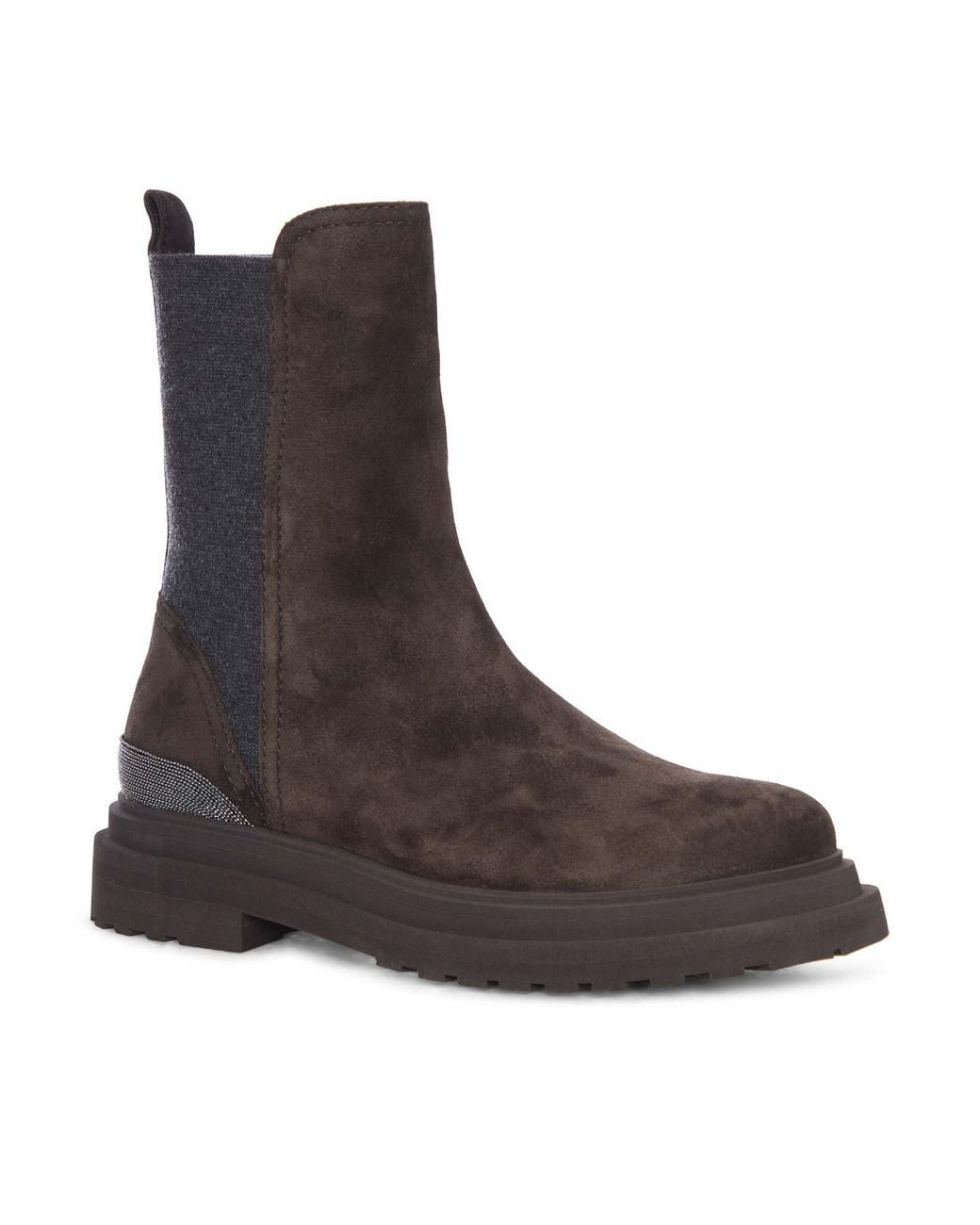 Brunello Cucinelli Brown Suede Chelsea Boot With Luggage Sole