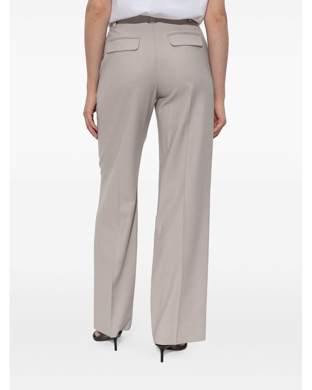 Victoria Beckham Gray Wide Leg Tailored Trousers