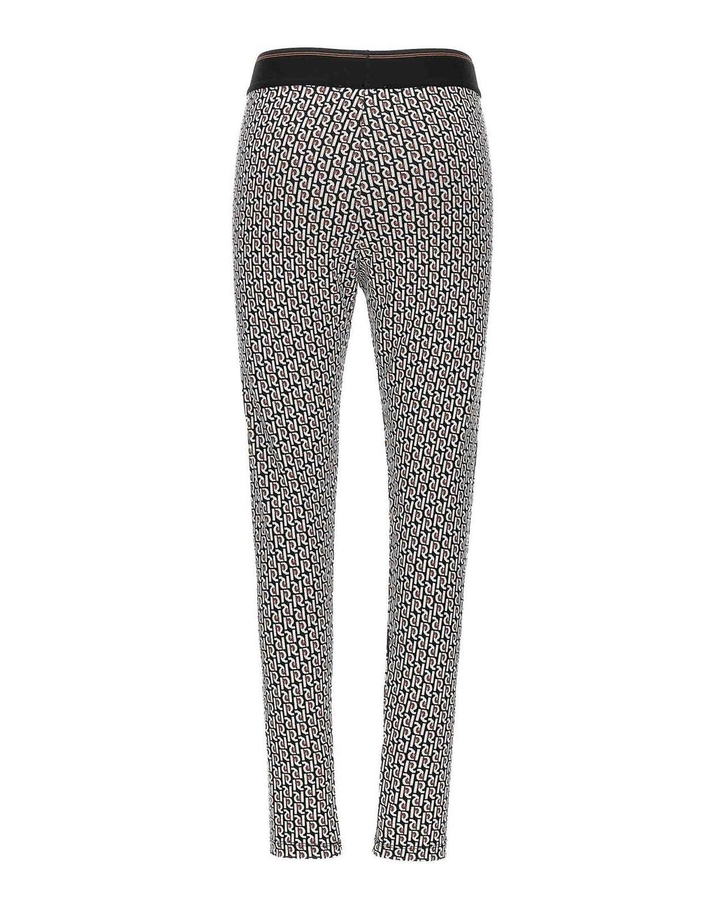 Rabanne Gray Stretch Leggings Monogram Elastic Waistband
