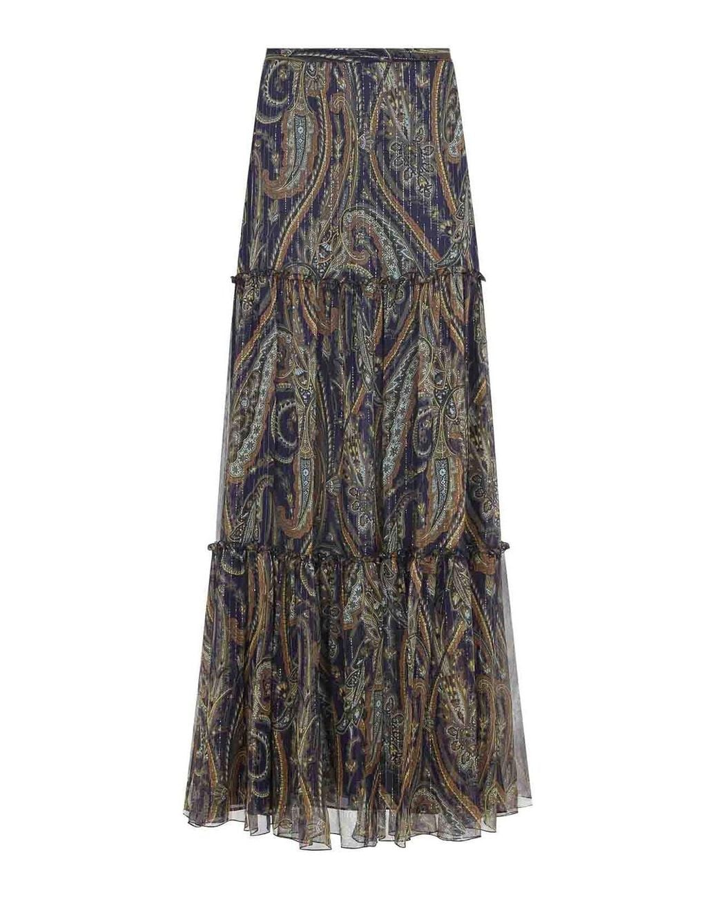 Etro Gray Long Silk Skirt