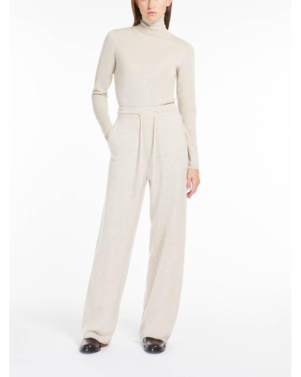 Max Mara White Veloce Lightweight Cashmere Turtleneck
