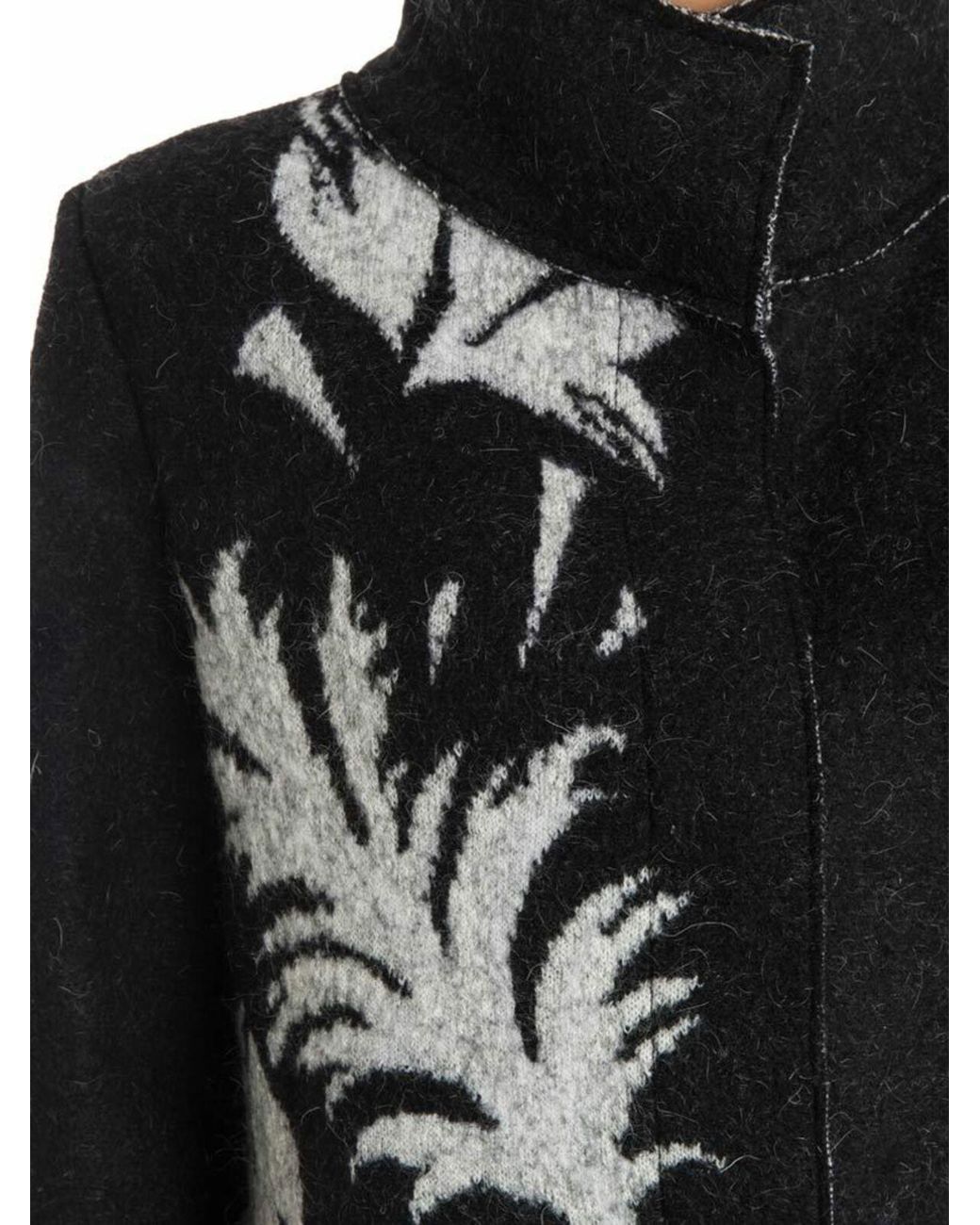 Fuzzi Black Wool Blend Coat