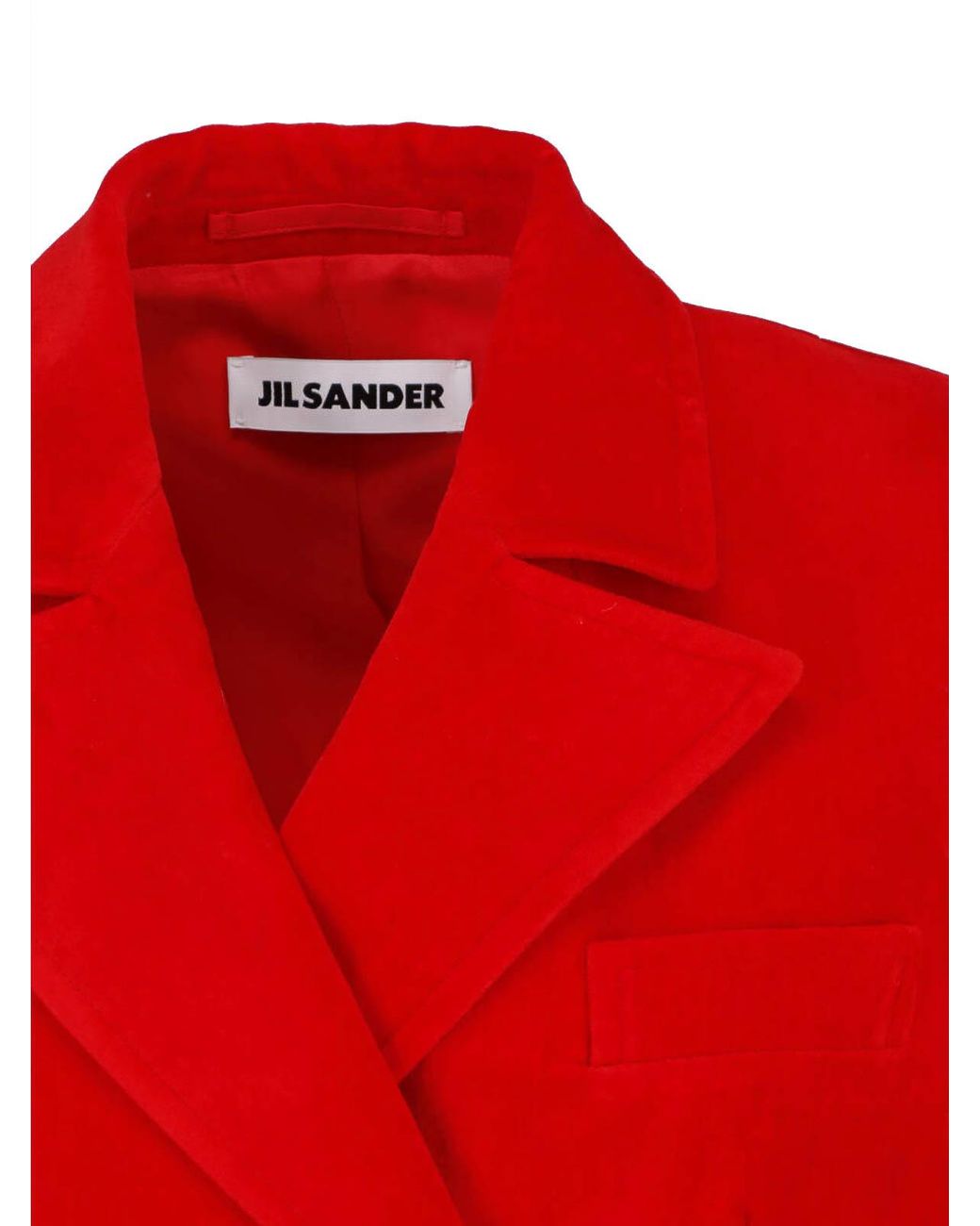 Jil Sander Red Double-Breasted Coat