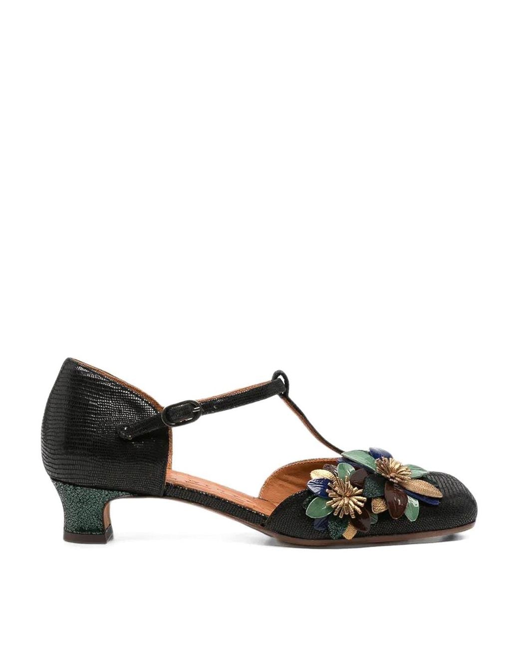 Chie Mihara Black Izfera T-Bar Leather Pumps