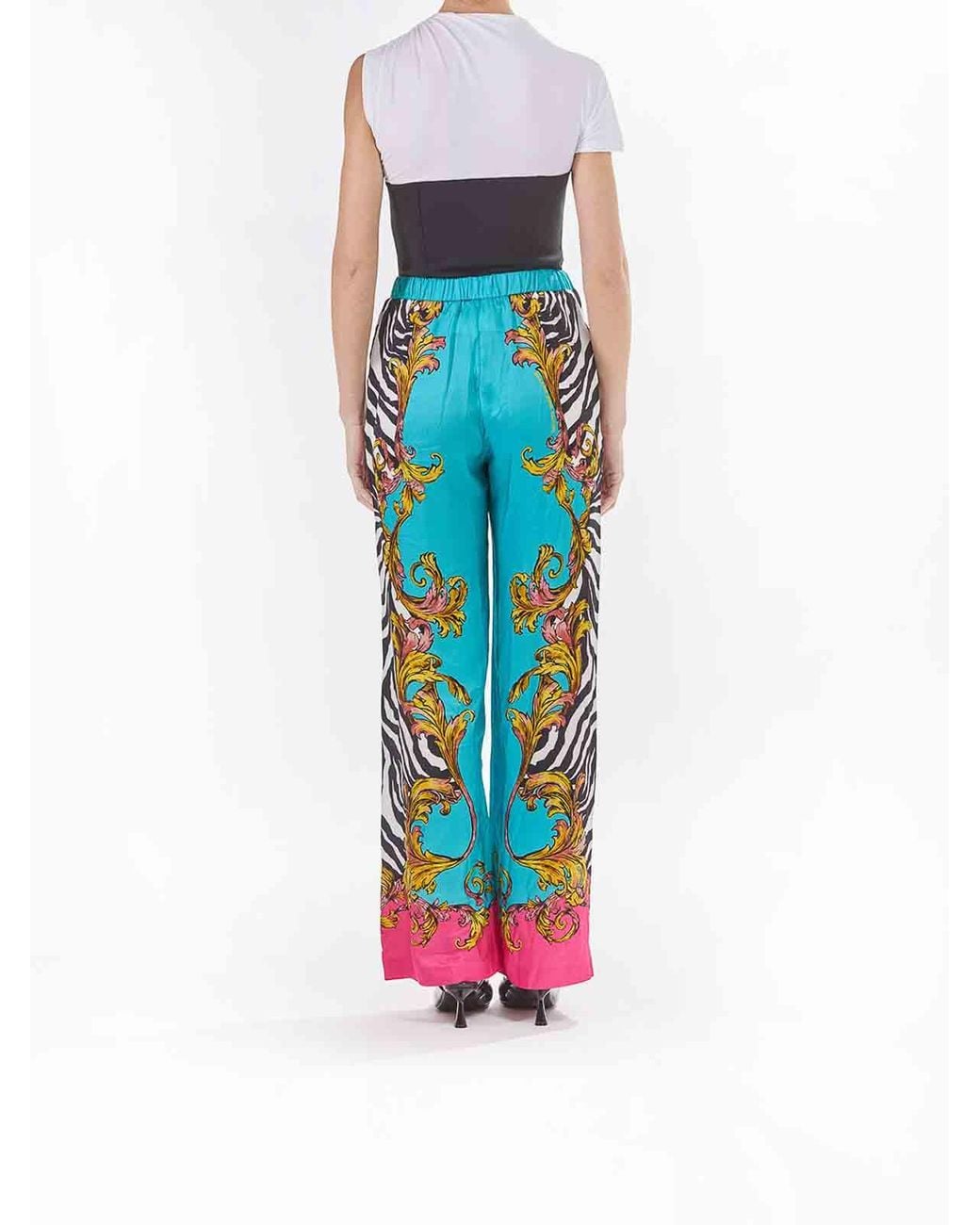 Versace Jeans Couture Blue Baroque Zebra Trousers