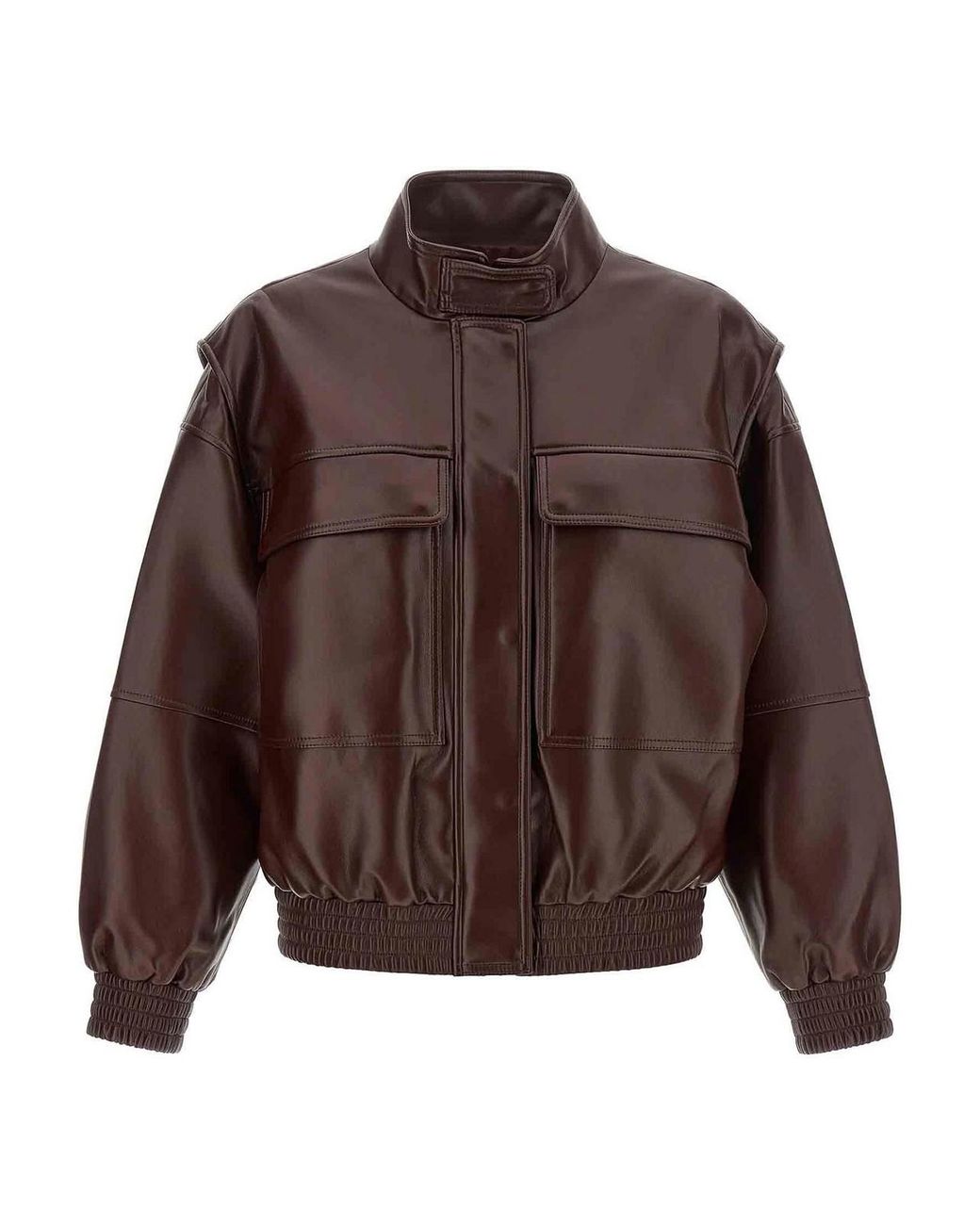 Twinset Brown Leather Effect Bomber Jacket