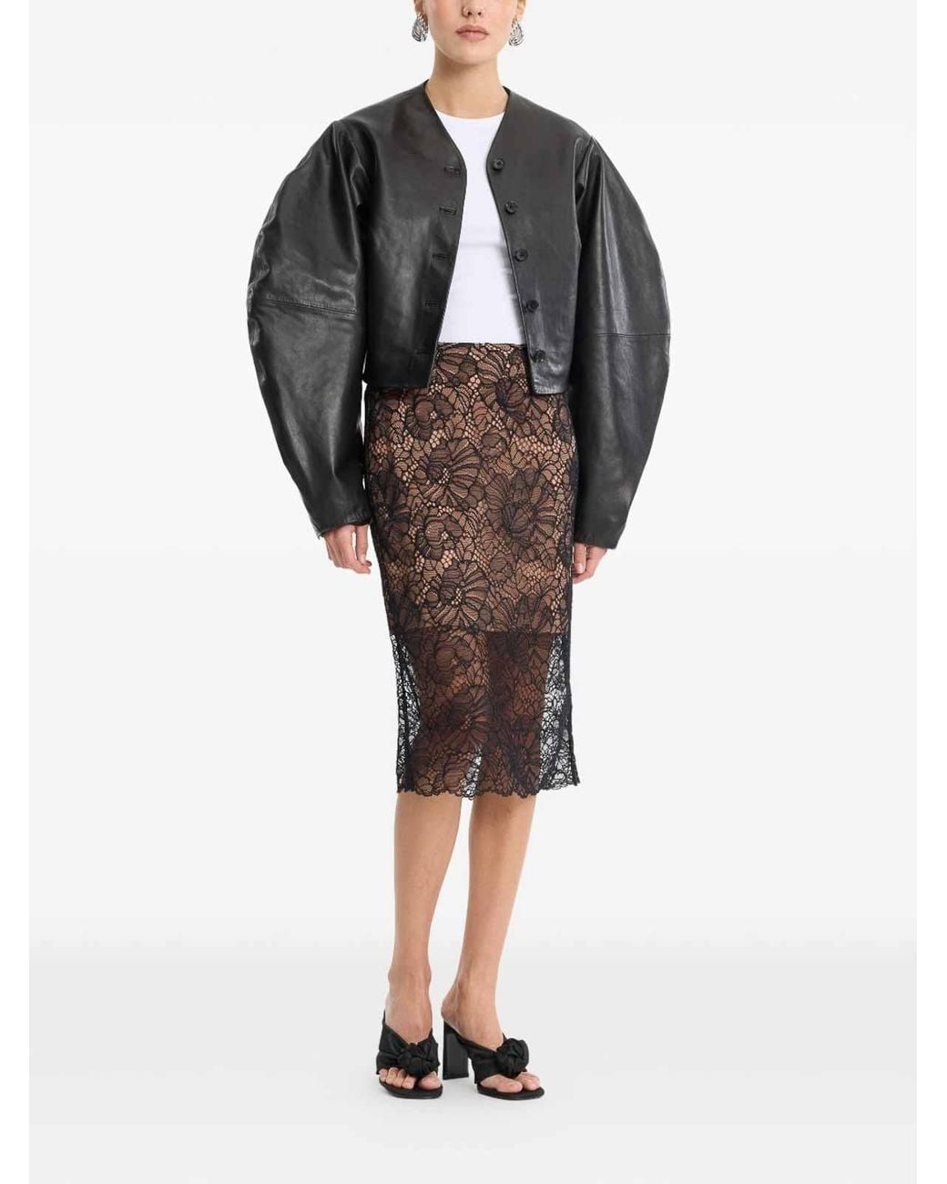 ROTATE BIRGER CHRISTENSEN Black Jacket With Round Neck And Puff Sleeves