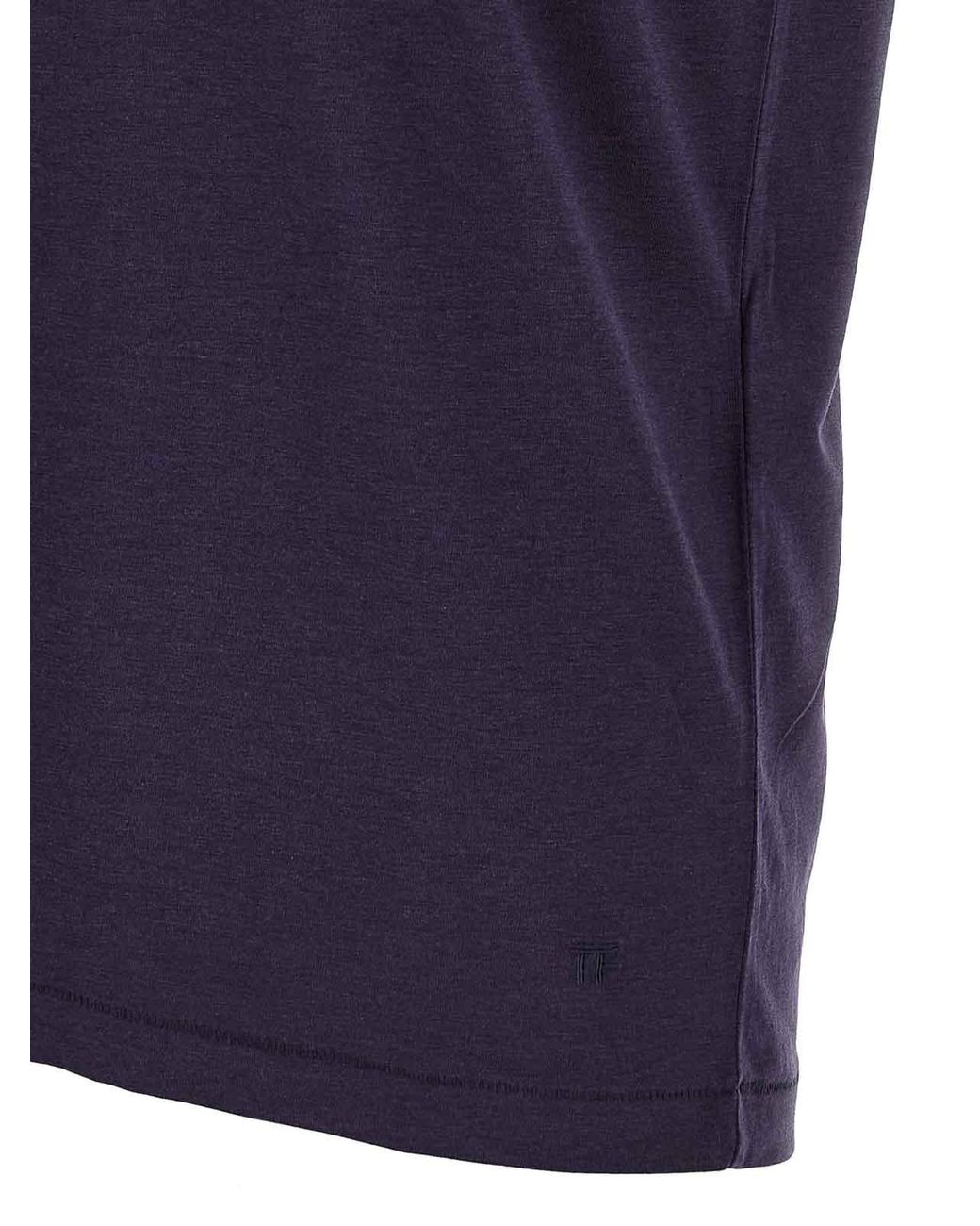 Tom Ford Blue Logo Embroidery T-Shirt for men
