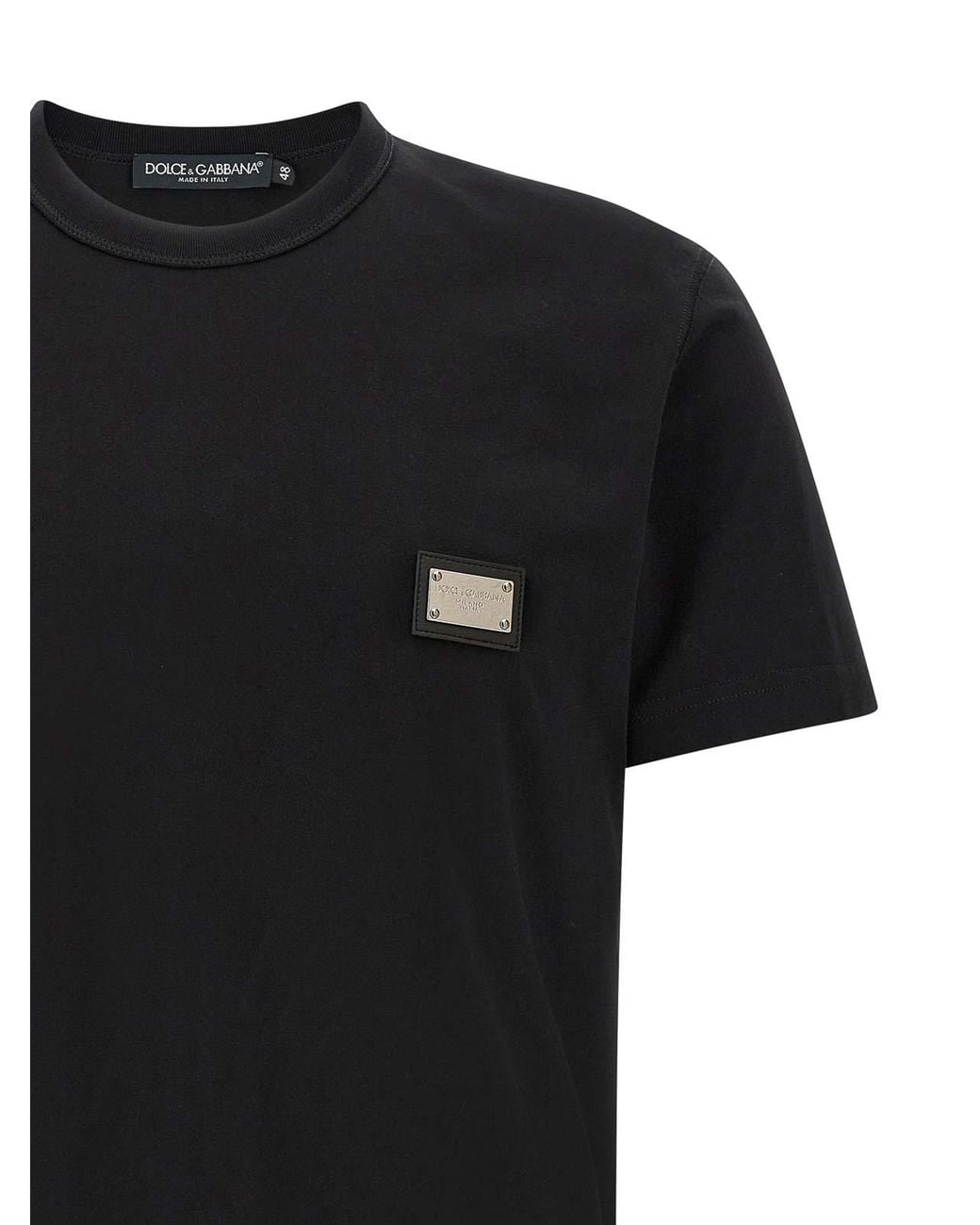 Dolce & Gabbana Black Logo Plate T-Shirt for men