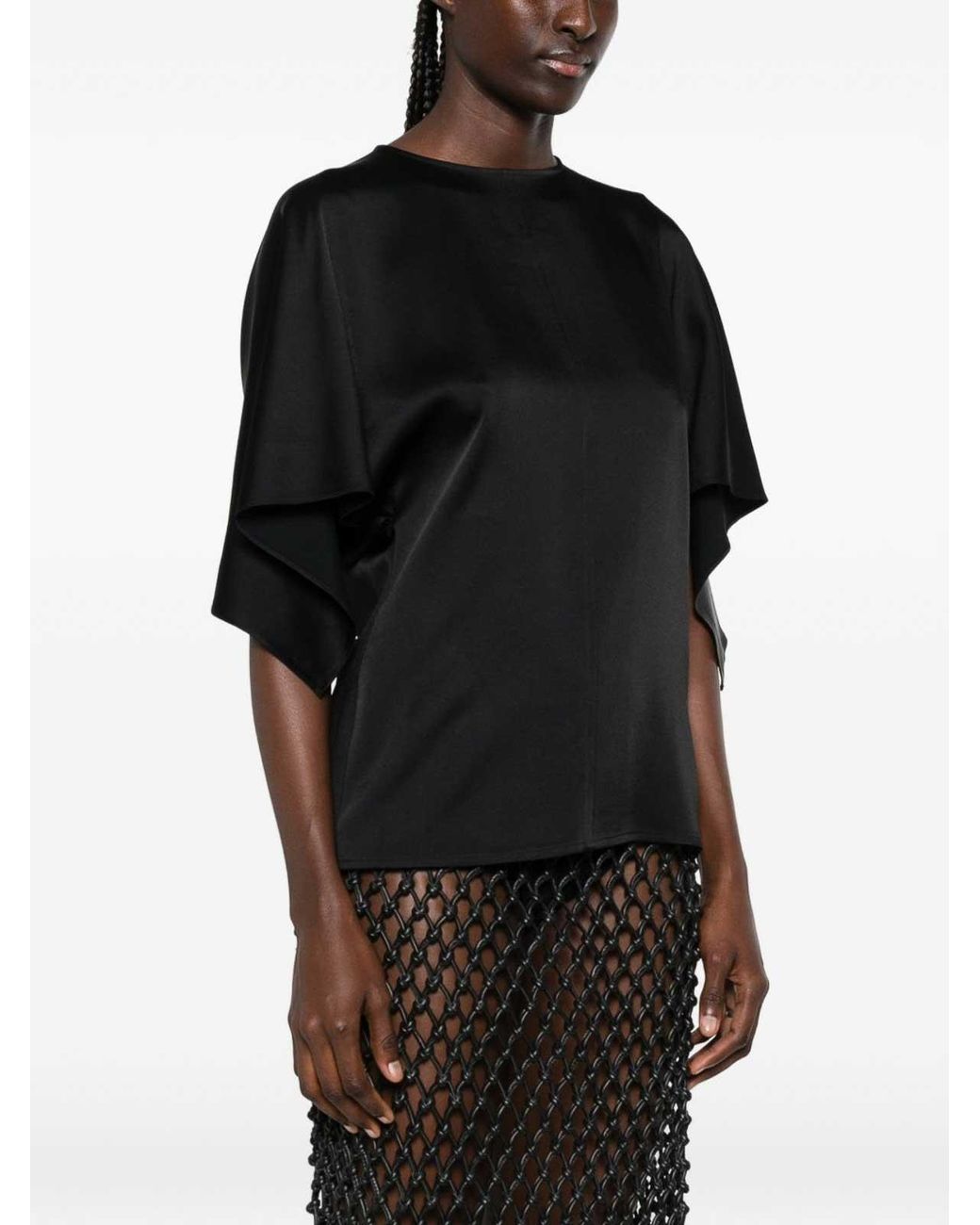 Stella McCartney Black Satin Silk Top