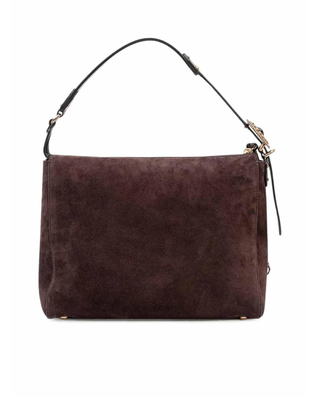 Etro Brown Suede Shoulder Bag With Leather Details