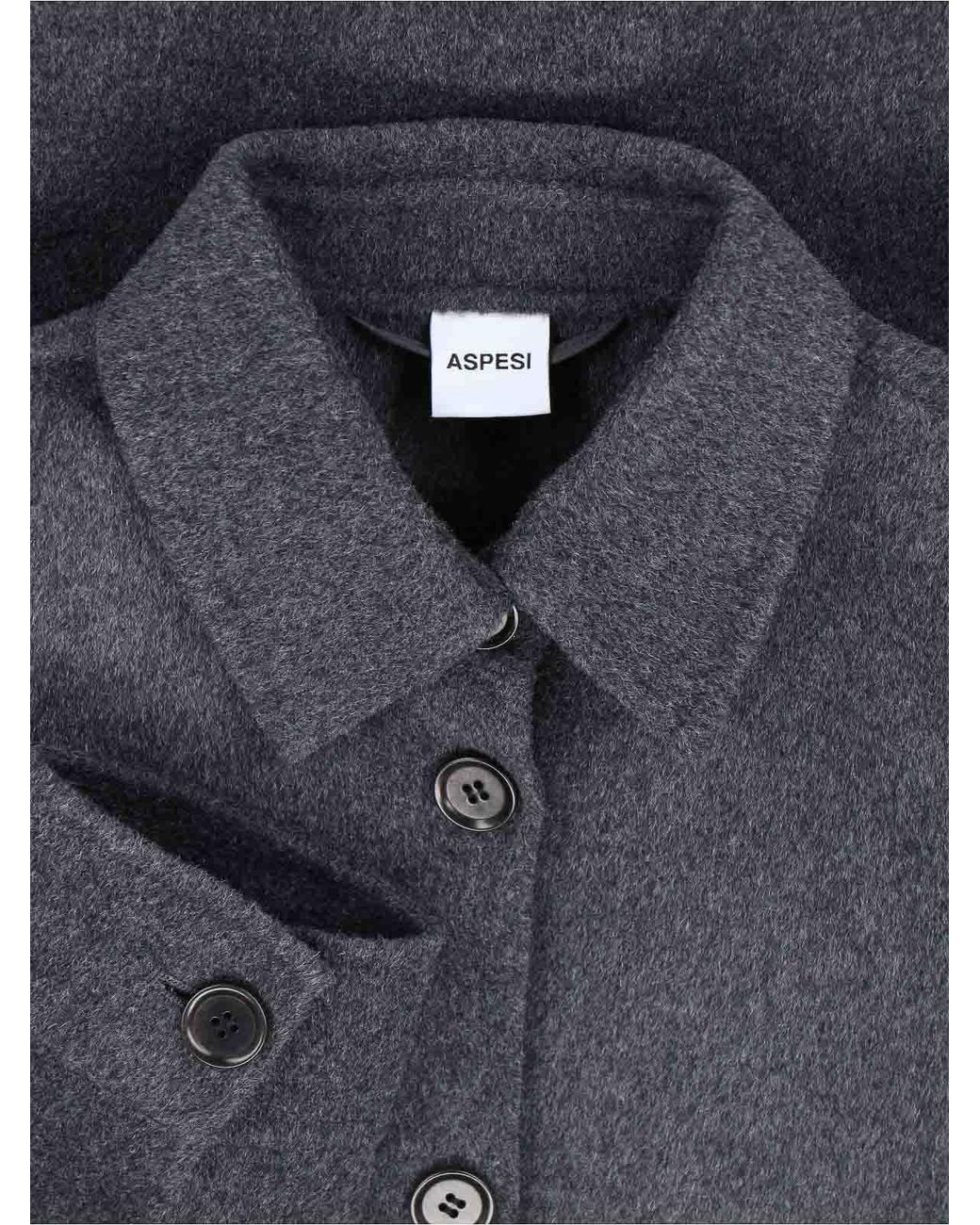 Aspesi Blue Wool Shirt Jacket