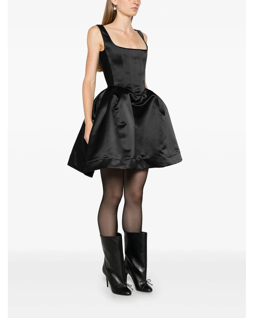 Vivetta Black Duchess Satin Mini Bustier Dress