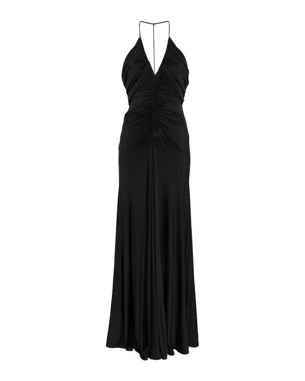 Self-Portrait Black Jersey Gathered Maxi Dress
