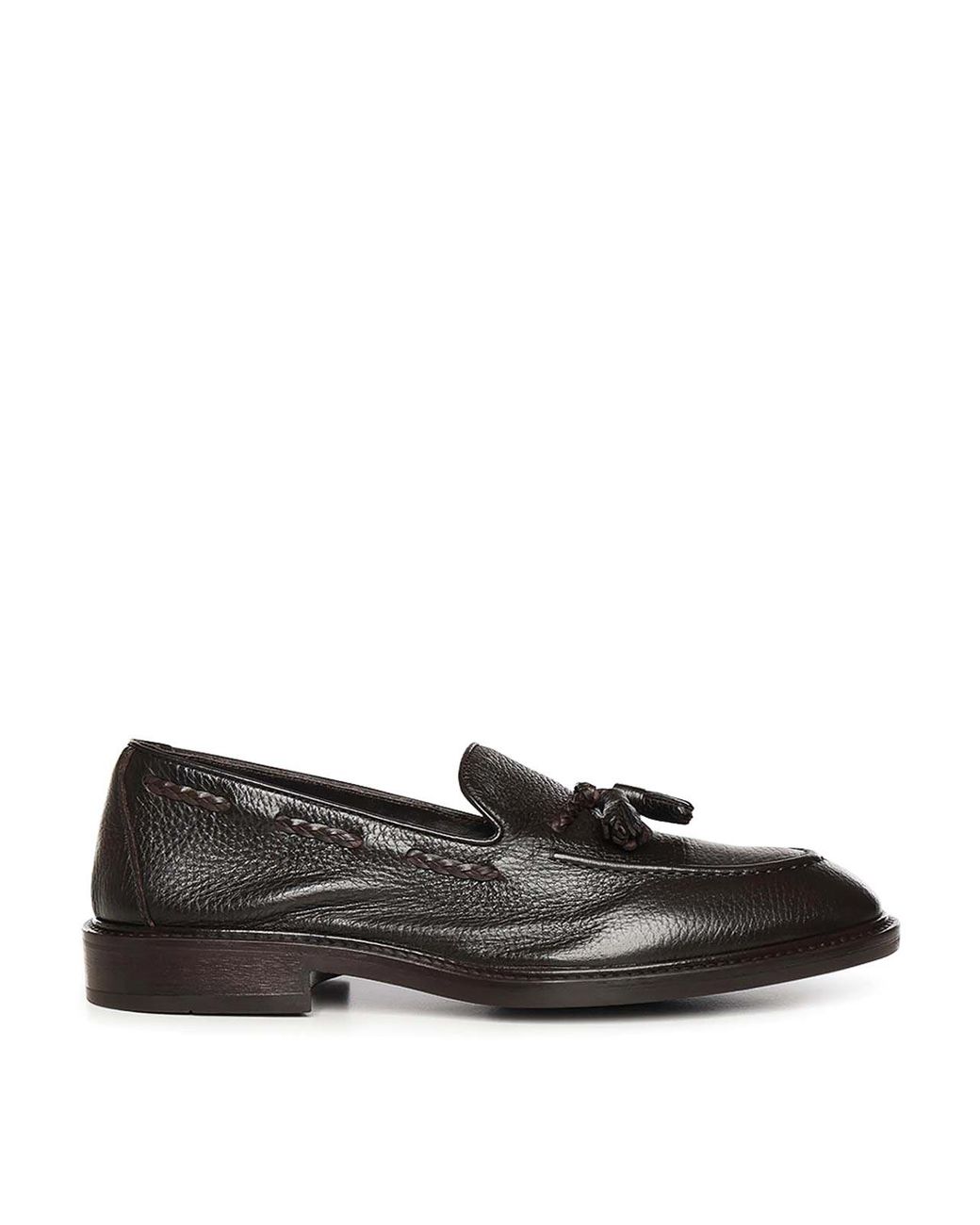 Alexander Hotto Black Hammered Leather Loafers for men