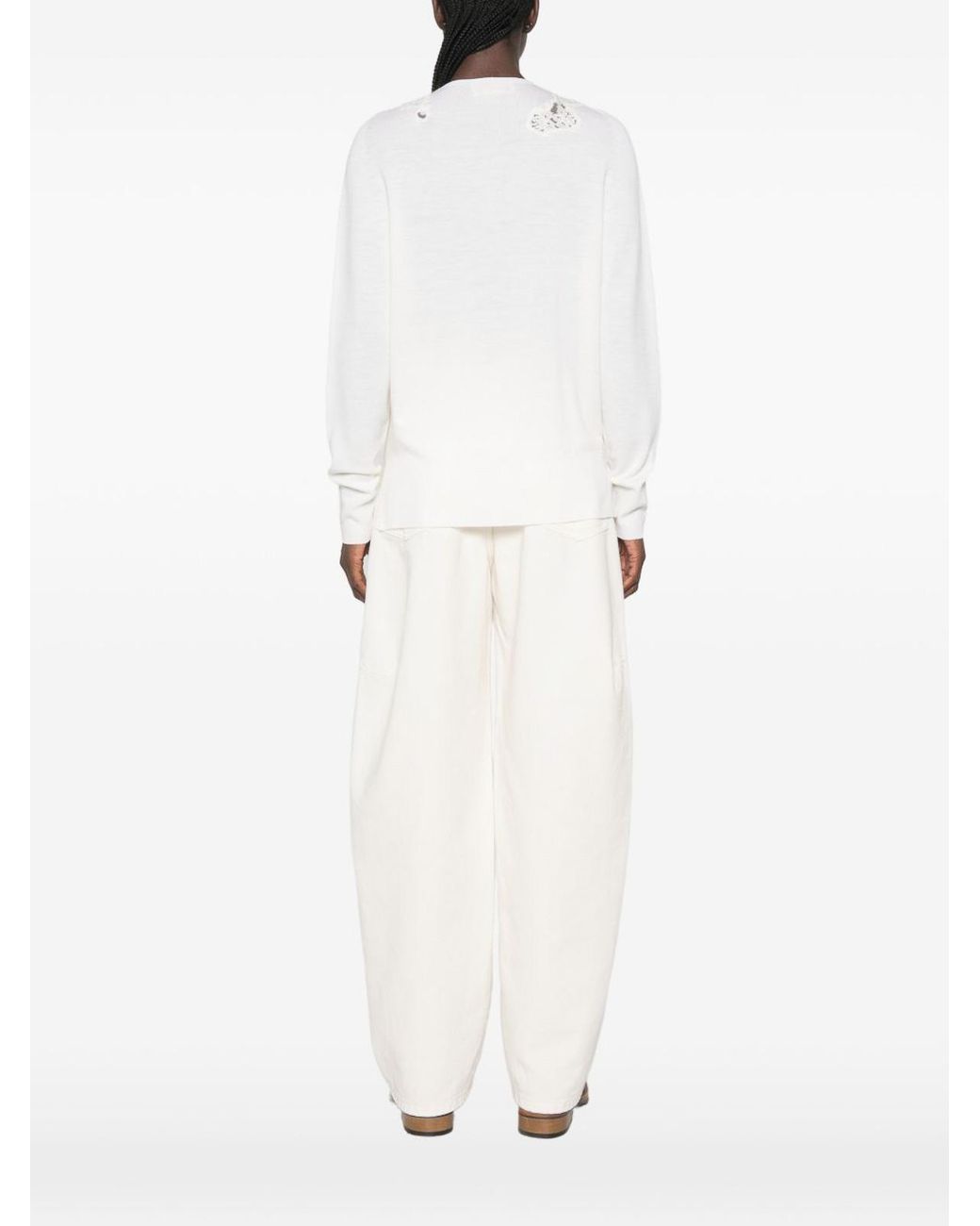 ERMANNO FIRENZE Natural Wool V-Necked Sweater