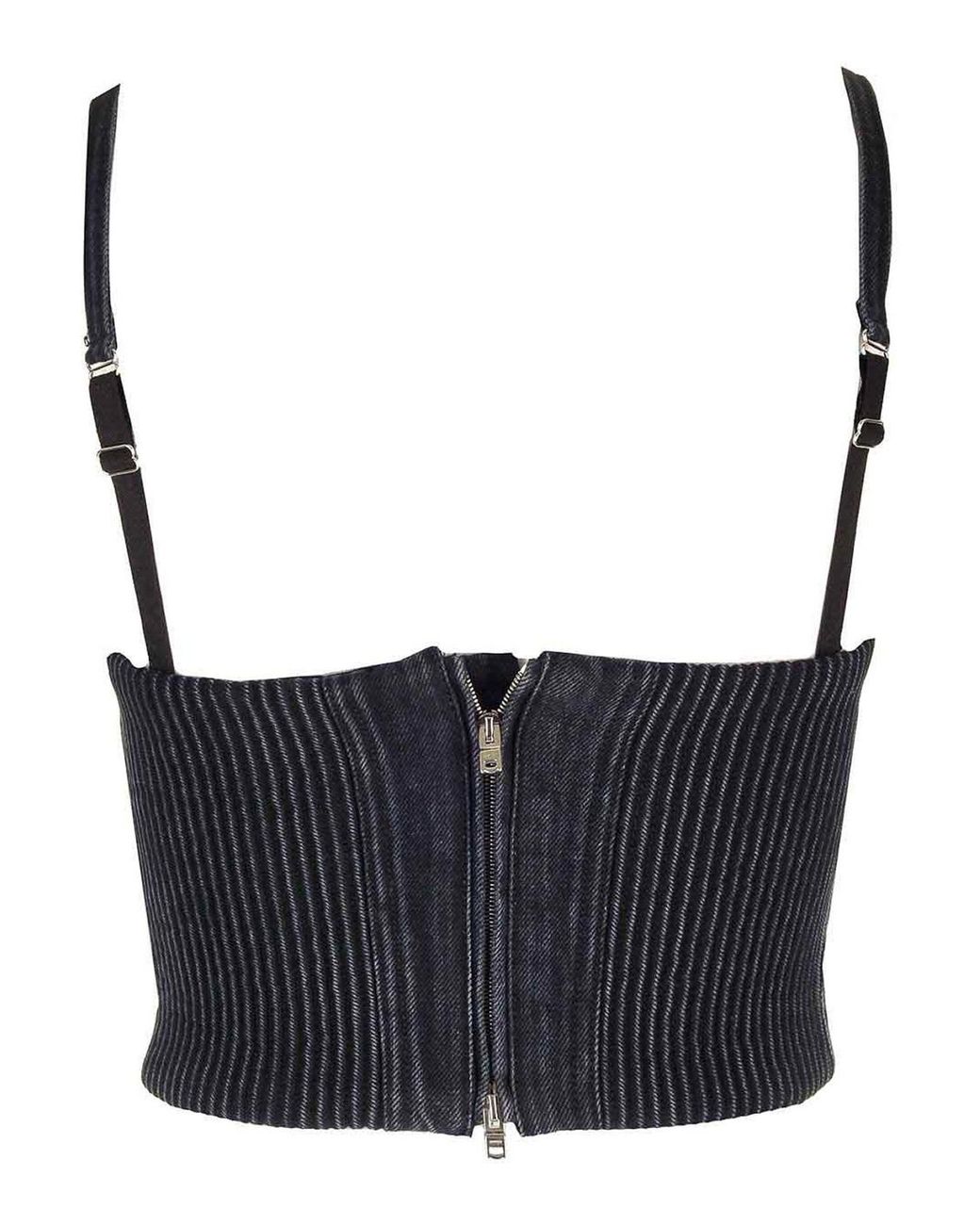 AMI Black Faded Denim Corset
