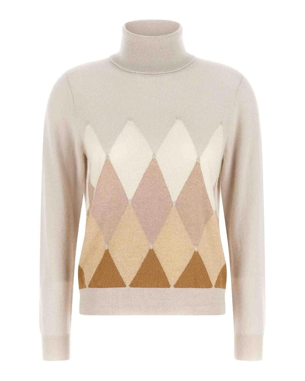 Ballantyne White New Diamond Turtleneck Sweater