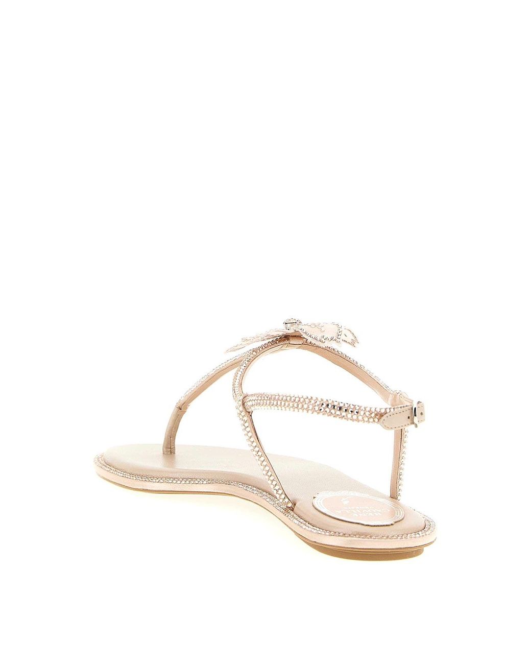 Rene Caovilla Natural Peach Flower Sandals