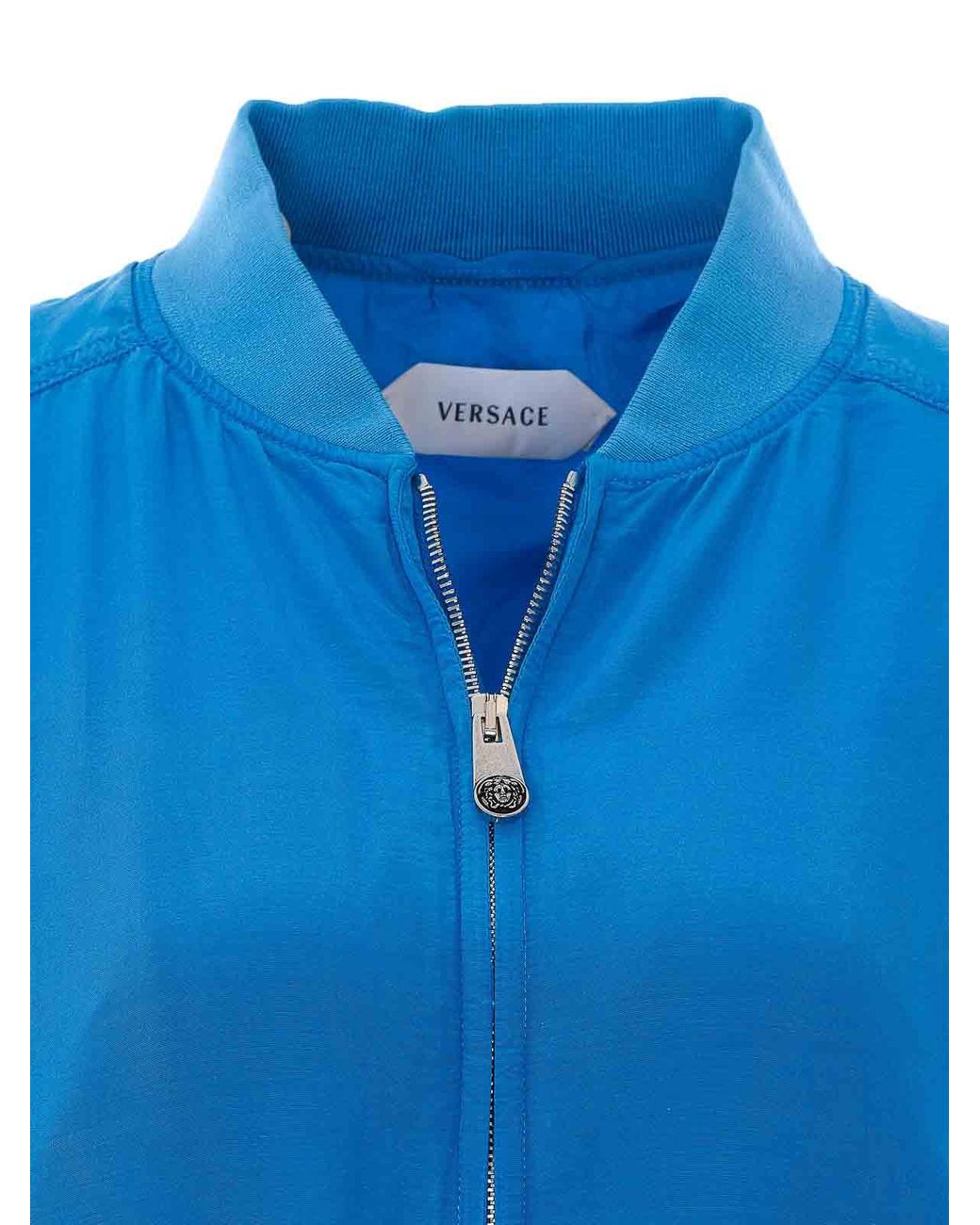 Versace Blue Silk-Poplin Zip Blouson