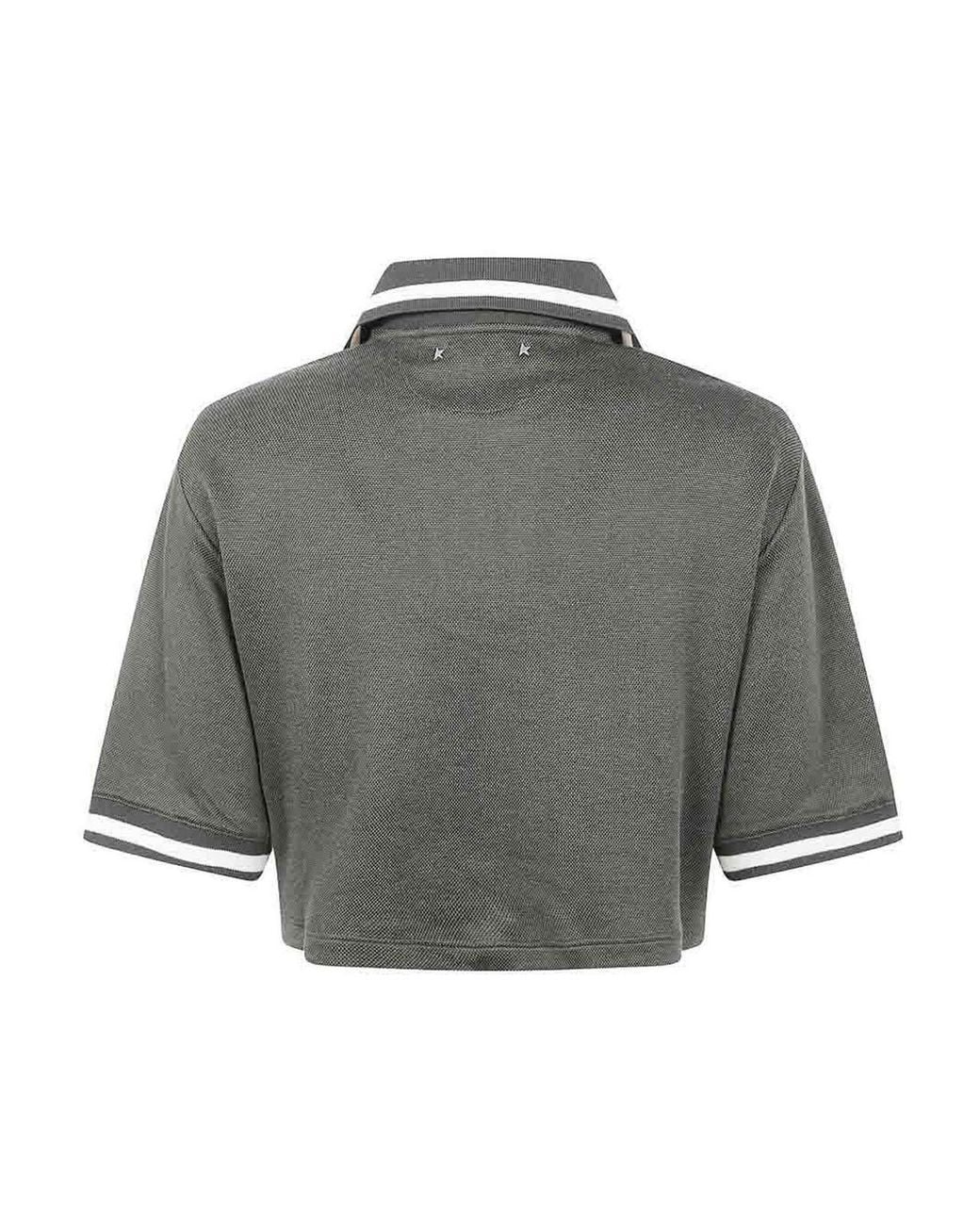 Golden Goose Deluxe Brand Gray Cotton Cropped Polo Shirt