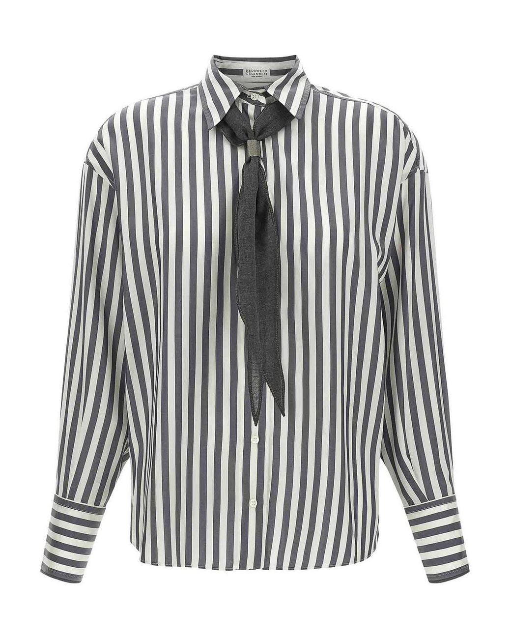 Brunello Cucinelli White Shirt With Scarf