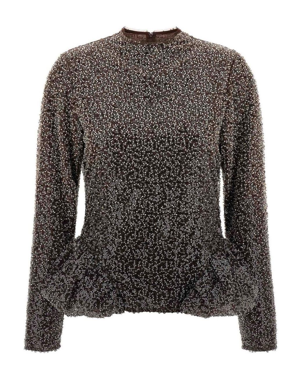 ROTATE BIRGER CHRISTENSEN Black Sequin Top
