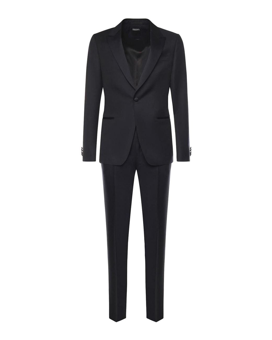 Zegna Black Tailored Wool Suit for men