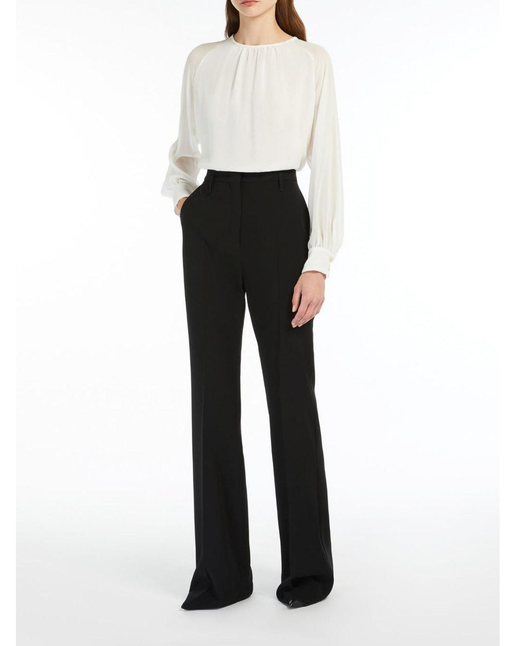 Max Mara Black Flared Cady Trousers By