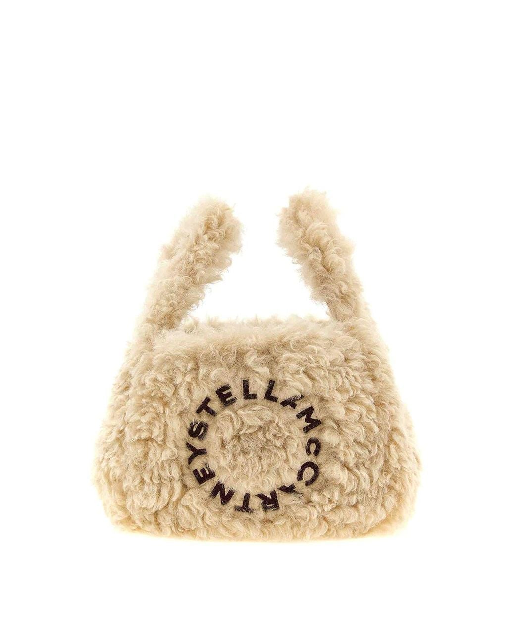 Stella McCartney White Shearling Logo Shoulder Bag
