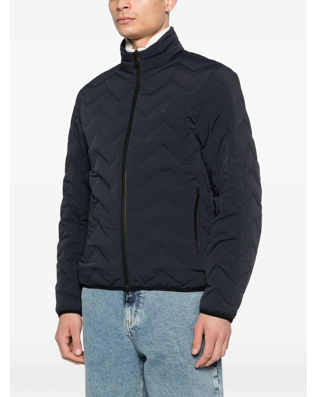 Emporio Armani Blue Nylon Down Jacket for men