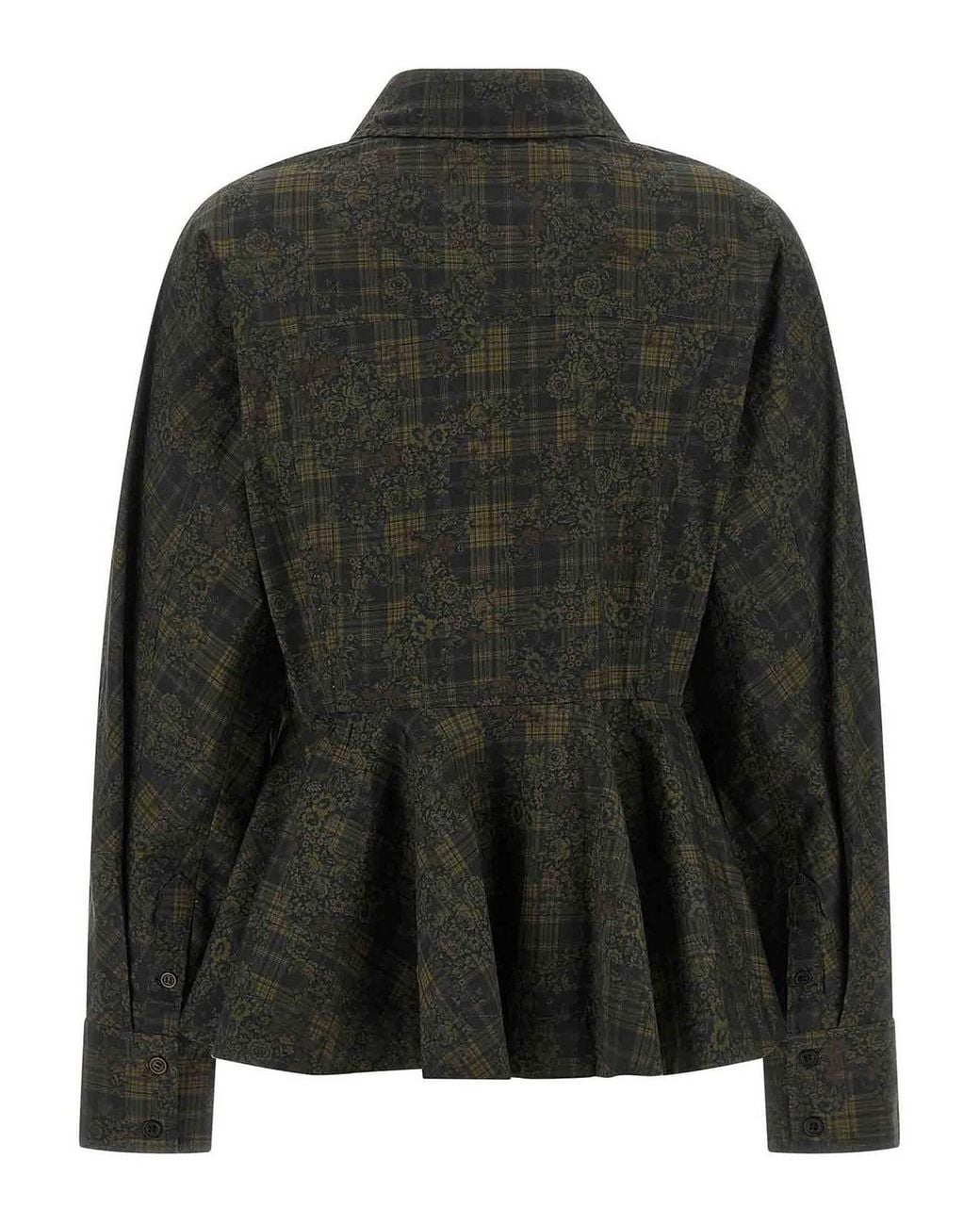 Ganni Black Floral Tartan Shirt