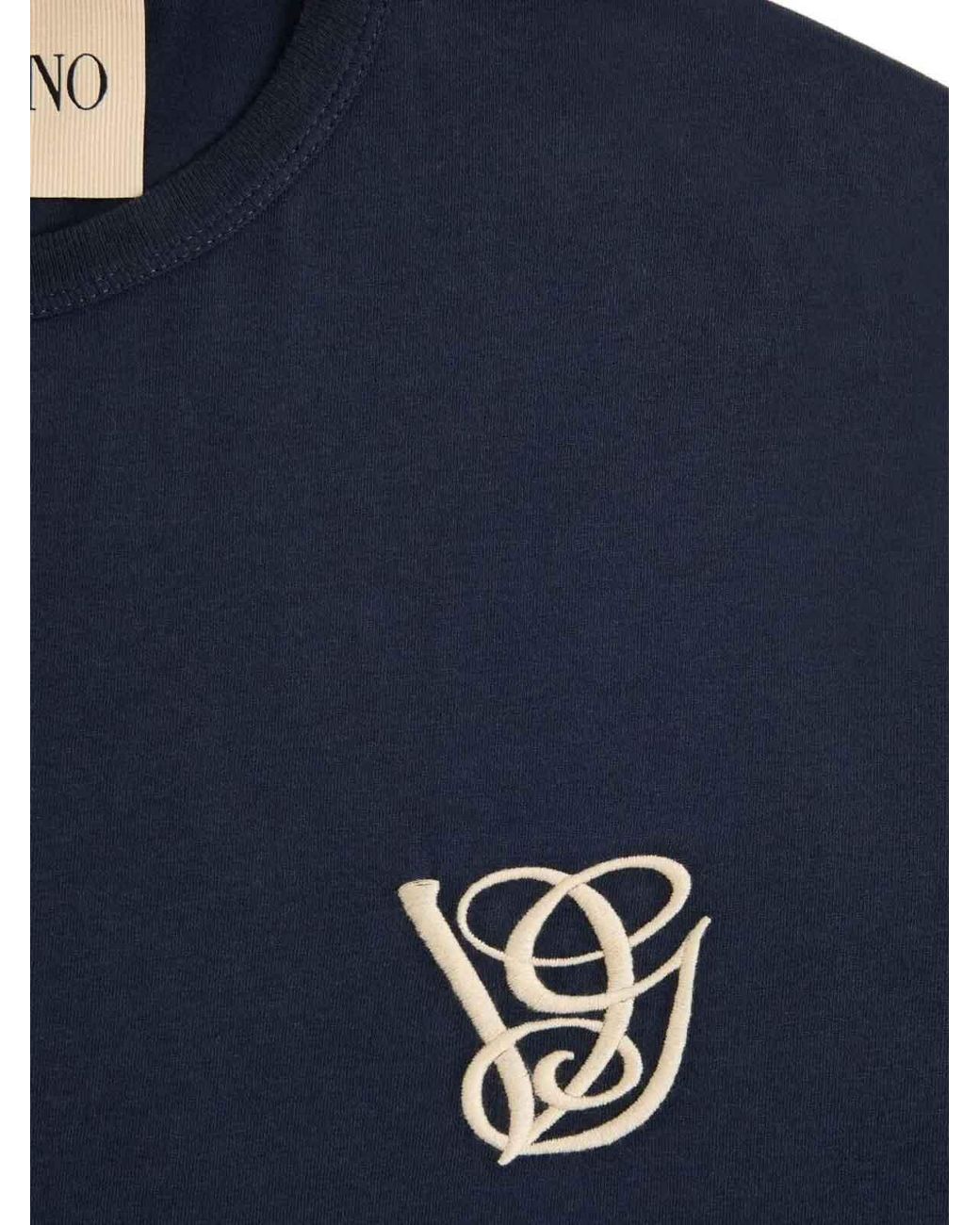 Valentino Blue Embroidered T-Shirt for men