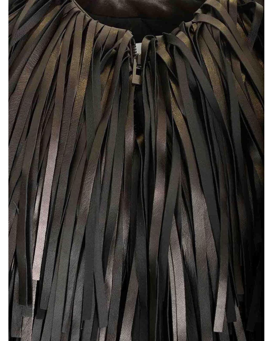 Alaïa Black Alaïa Fringed Bomber Jacket