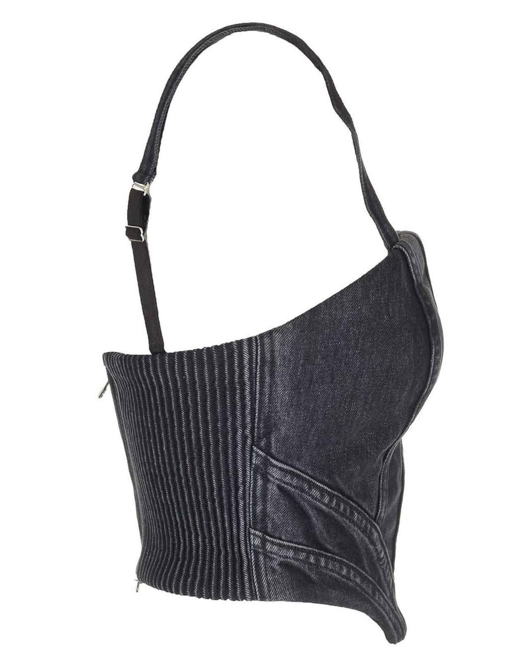 AMI Black Faded Denim Corset